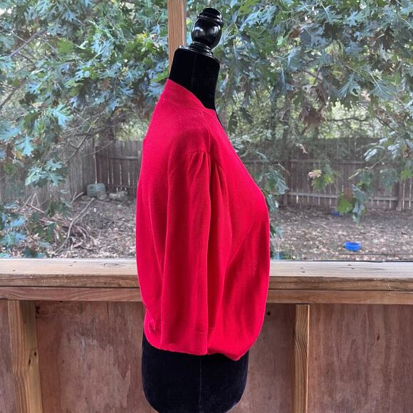 Chaps Women's Red Open Short Sleeve Cardigan Sweater Size L. NEW - Picture 2 of 8